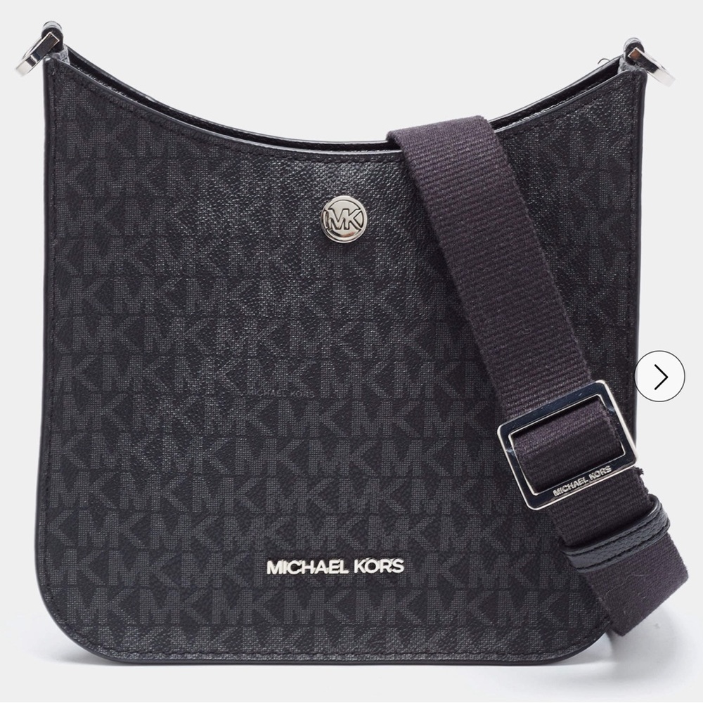 Michael Kors Black Signature Coated Canvas Briley Messenger Bag